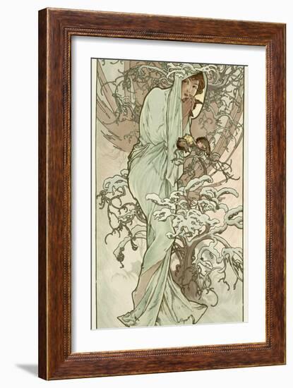 The Seasons: Winter, 1896-Alphonse Mucha-Framed Giclee Print