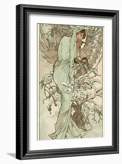 The Seasons: Winter, 1896-Alphonse Mucha-Framed Giclee Print