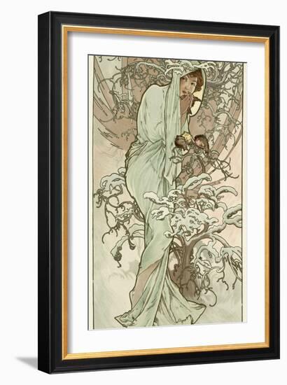 The Seasons: Winter, 1896-Alphonse Mucha-Framed Giclee Print