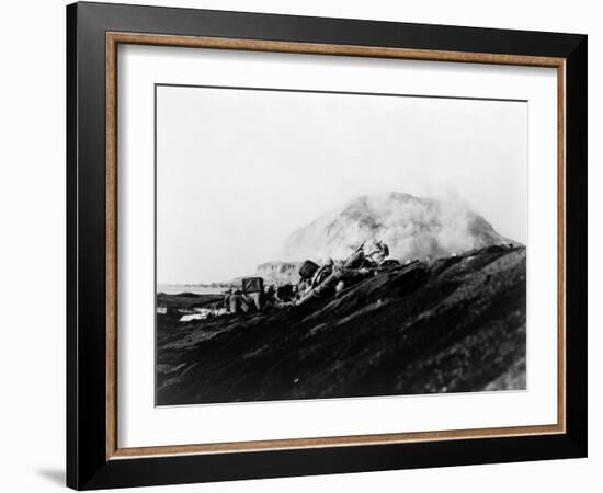 The Second Battalion, Twenty-Seventh Marines Land on Iwo Jima-Bob Campbell-Framed Photo