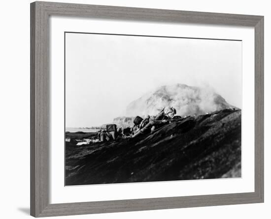 The Second Battalion, Twenty-Seventh Marines Land on Iwo Jima-Bob Campbell-Framed Photo