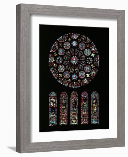 The Second Coming of Christ; Rose Window from the South Transept of Chartres Cathedral-null-Framed Giclee Print
