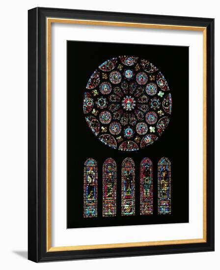 The Second Coming of Christ; Rose Window from the South Transept of Chartres Cathedral-null-Framed Giclee Print