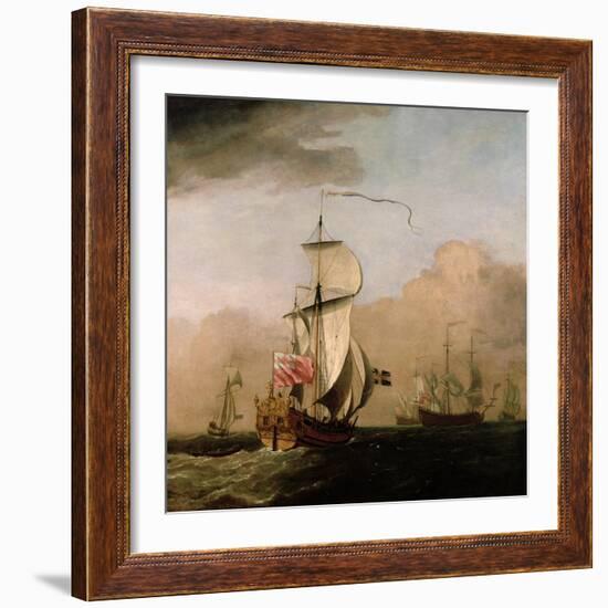 The Second Duke of Albemarle's Ketch with a Yacht-Willem Van De Velde The Younger-Framed Giclee Print