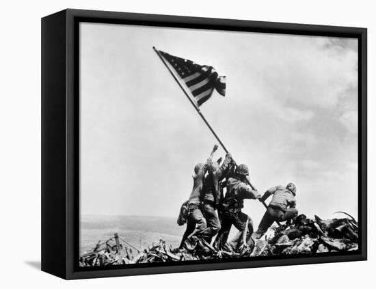The Second Flag Raising on Iwo Jima on Feb. 23, 1945-null-Framed Stretched Canvas