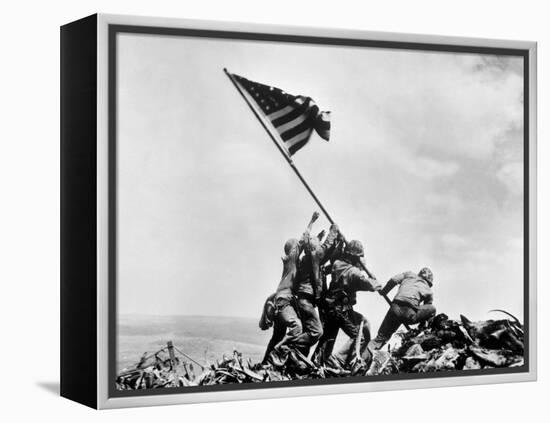 The Second Flag Raising on Iwo Jima on Feb. 23, 1945-null-Framed Stretched Canvas