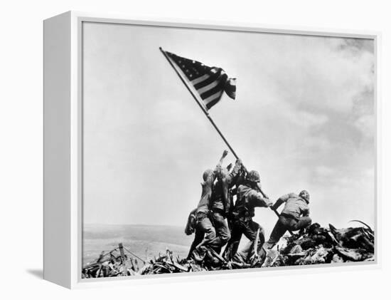 The Second Flag Raising on Iwo Jima on Feb. 23, 1945-null-Framed Stretched Canvas