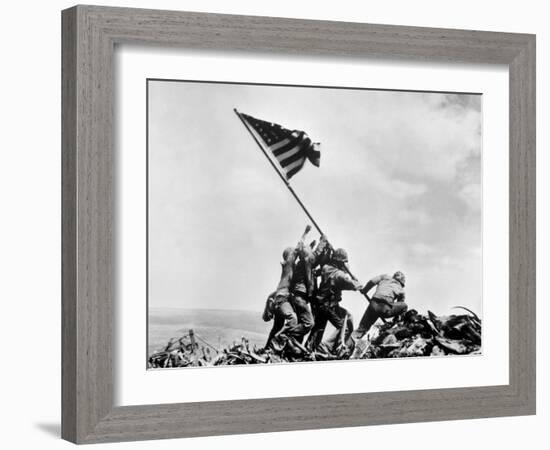 The Second Flag Raising on Iwo Jima on Feb. 23, 1945-null-Framed Photo