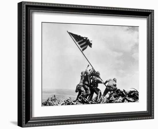 The Second Flag Raising on Iwo Jima on Feb. 23, 1945-null-Framed Photo