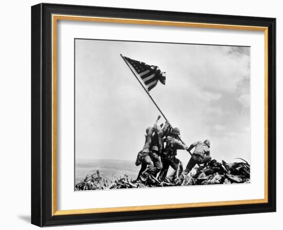The Second Flag Raising on Iwo Jima on Feb. 23, 1945-null-Framed Photo