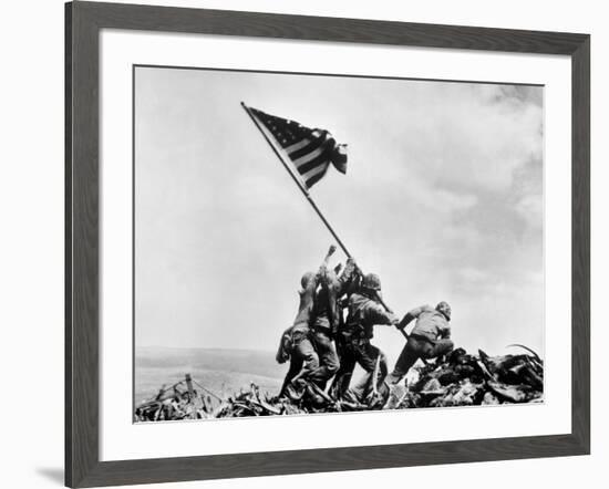 The Second Flag Raising on Iwo Jima on Feb. 23, 1945-null-Framed Photo