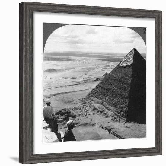 The Second Pyramid, Showing Part of the Original Covering, Egypt, 1905-Underwood & Underwood-Framed Photographic Print