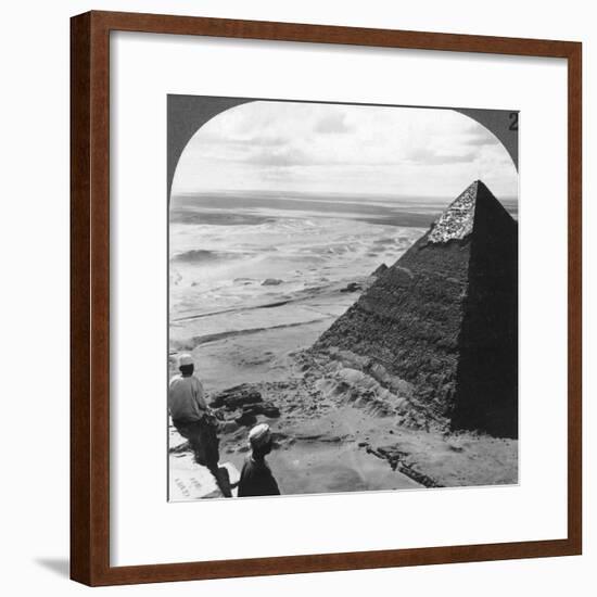 The Second Pyramid, Showing Part of the Original Covering, Egypt, 1905-Underwood & Underwood-Framed Photographic Print