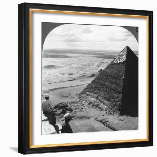 The Second Pyramid, Showing Part of the Original Covering, Egypt, 1905-Underwood & Underwood-Framed Photographic Print