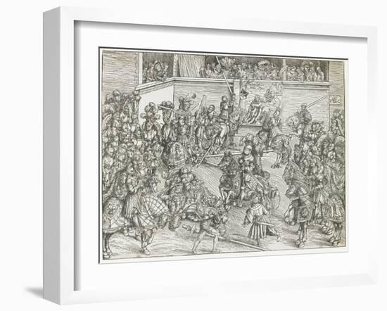 The Second Tournament with Tapestry of Samson and the Lion, 1509-Lucas Cranach the Elder-Framed Giclee Print