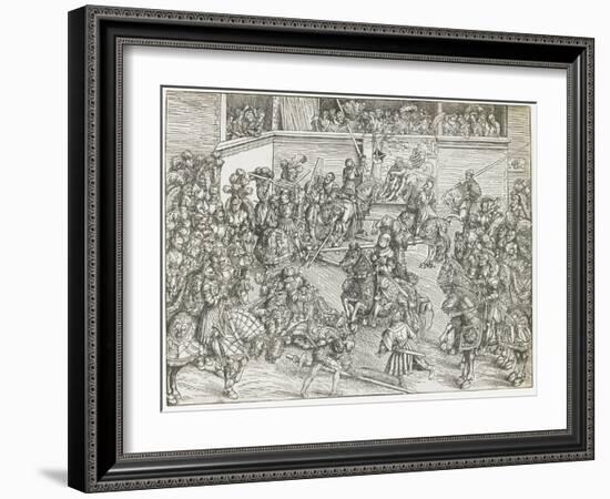 The Second Tournament with Tapestry of Samson and the Lion, 1509-Lucas Cranach the Elder-Framed Giclee Print