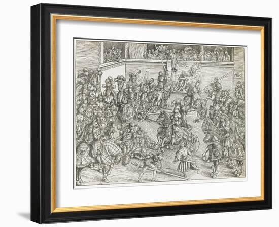 The Second Tournament with Tapestry of Samson and the Lion, 1509-Lucas Cranach the Elder-Framed Giclee Print