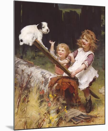 The See-Saw (Happy Days)-Arthur Elsley-Mounted Premium Giclee Print