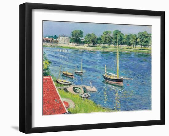 The Seine at Argenteuil, Boats at Anchor; La Seine a Argenteuil, Bateaux Au Mouillage, 1883 (Oil On-Gustave Caillebotte-Framed Giclee Print