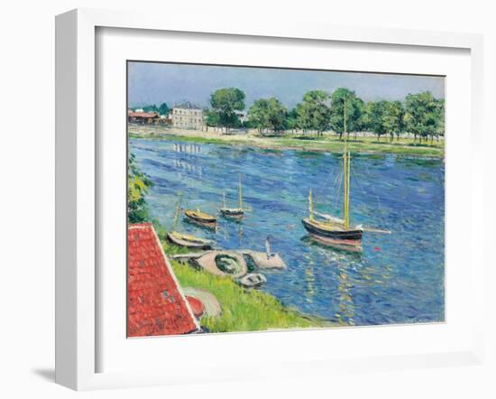 The Seine at Argenteuil, Boats at Anchor; La Seine a Argenteuil, Bateaux Au Mouillage, 1883 (Oil On-Gustave Caillebotte-Framed Giclee Print