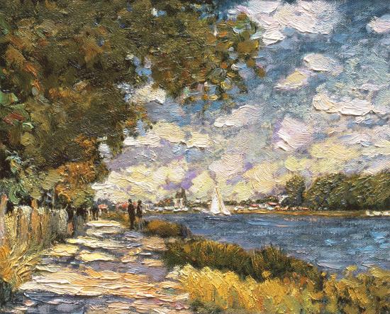 The Seine At Argenteuil-Claude Monet-Framed Textured Art