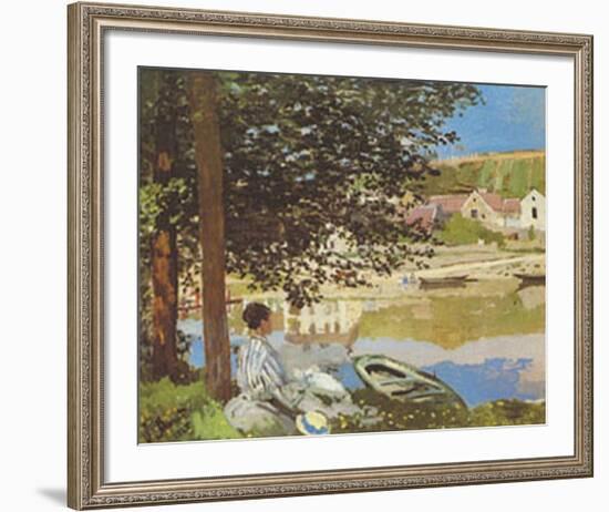 The Seine at Bennecourt-Claude Monet-Framed Art Print