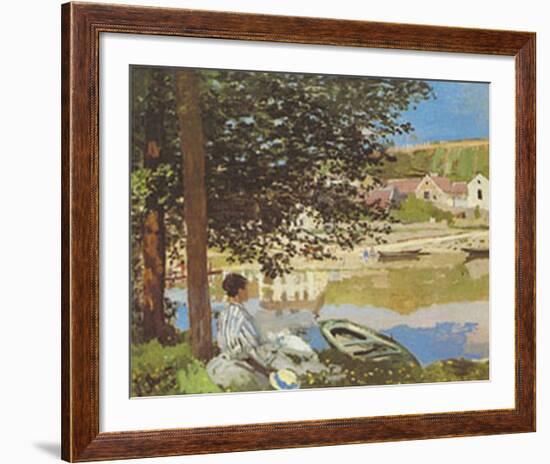 The Seine at Bennecourt-Claude Monet-Framed Art Print