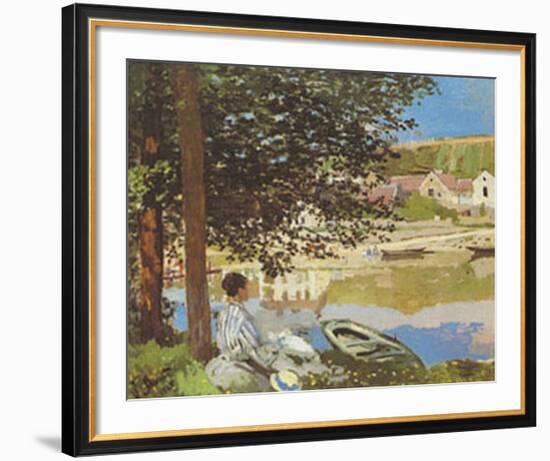 The Seine at Bennecourt-Claude Monet-Framed Art Print