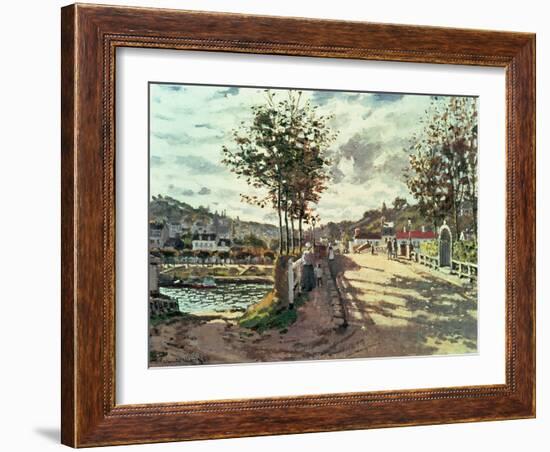 The Seine at Bougival, 1869-Claude Monet-Framed Giclee Print