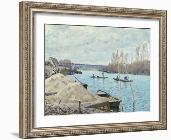 The Seine at Port-Marly, Piles of Sand, 1875-Alfred Sisley-Framed Giclee Print