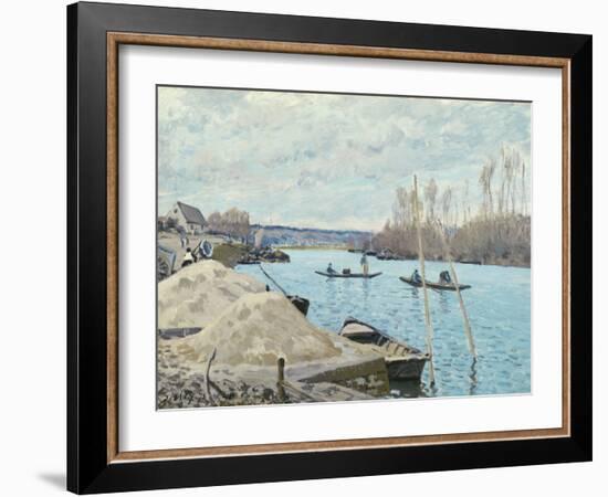 The Seine at Port-Marly, Piles of Sand, 1875-Alfred Sisley-Framed Giclee Print