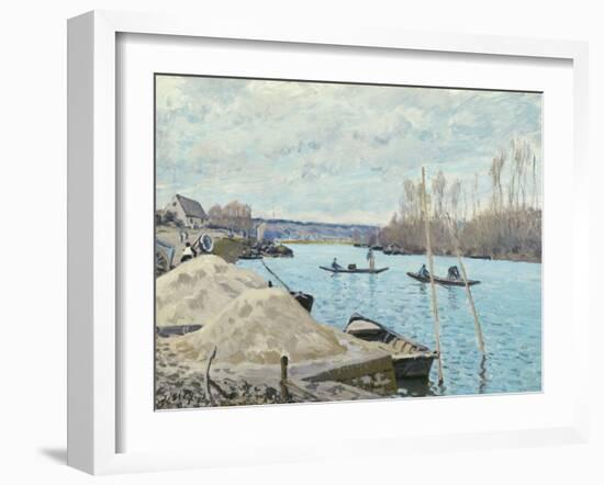 The Seine at Port-Marly, Piles of Sand, 1875-Alfred Sisley-Framed Giclee Print