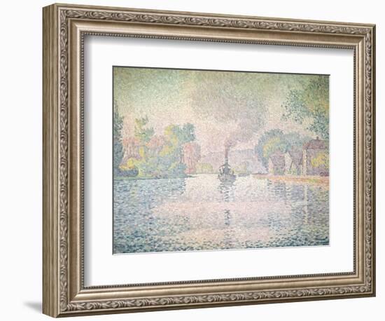 The Seine at Sannois, the Tugboat "L'Hirondelle", 1901-Paul Signac-Framed Giclee Print