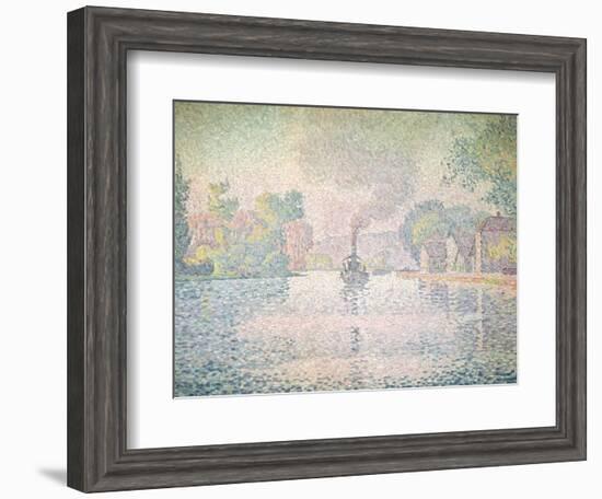 The Seine at Sannois, the Tugboat "L'Hirondelle", 1901-Paul Signac-Framed Giclee Print