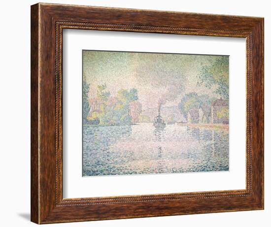 The Seine at Sannois, the Tugboat "L'Hirondelle", 1901-Paul Signac-Framed Giclee Print