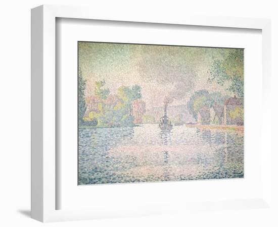 The Seine at Sannois, the Tugboat "L'Hirondelle", 1901-Paul Signac-Framed Giclee Print