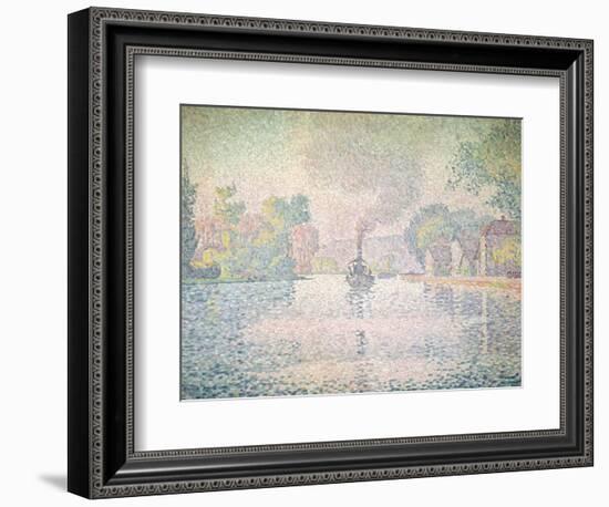 The Seine at Sannois, the Tugboat "L'Hirondelle", 1901-Paul Signac-Framed Giclee Print