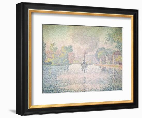 The Seine at Sannois, the Tugboat "L'Hirondelle", 1901-Paul Signac-Framed Giclee Print