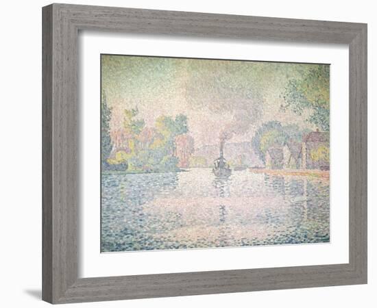 The Seine at Sannois, the Tugboat "L'Hirondelle", 1901-Paul Signac-Framed Giclee Print