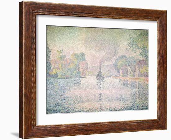 The Seine at Sannois, the Tugboat "L'Hirondelle", 1901-Paul Signac-Framed Giclee Print