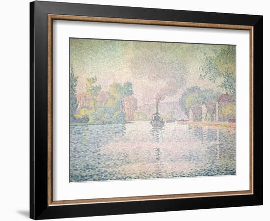 The Seine at Sannois, the Tugboat "L'Hirondelle", 1901-Paul Signac-Framed Giclee Print