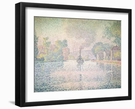 The Seine at Sannois, the Tugboat "L'Hirondelle", 1901-Paul Signac-Framed Giclee Print