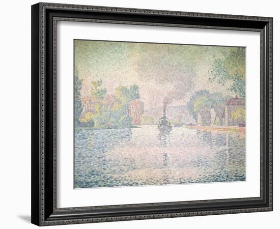 The Seine at Sannois, the Tugboat "L'Hirondelle", 1901-Paul Signac-Framed Giclee Print