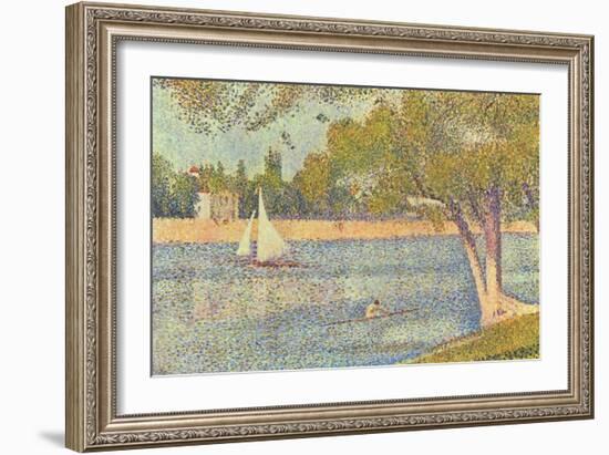 The Seine by the Island of Jatte in Spring-Georges Seurat-Framed Art Print