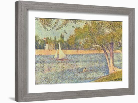 The Seine by the Island of Jatte in Spring-Georges Seurat-Framed Art Print