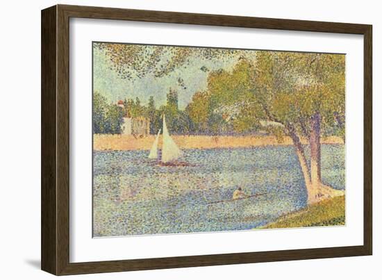 The Seine by the Island of Jatte in Spring-Georges Seurat-Framed Art Print