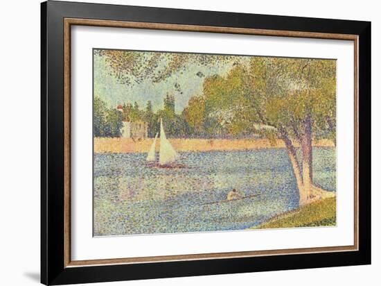 The Seine by the Island of Jatte in Spring-Georges Seurat-Framed Art Print