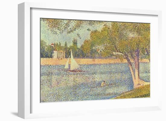 The Seine by the Island of Jatte in Spring-Georges Seurat-Framed Art Print