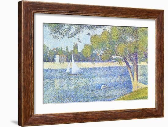 The Seine by the Island of Jatte in Spring-Georges Seurat-Framed Art Print