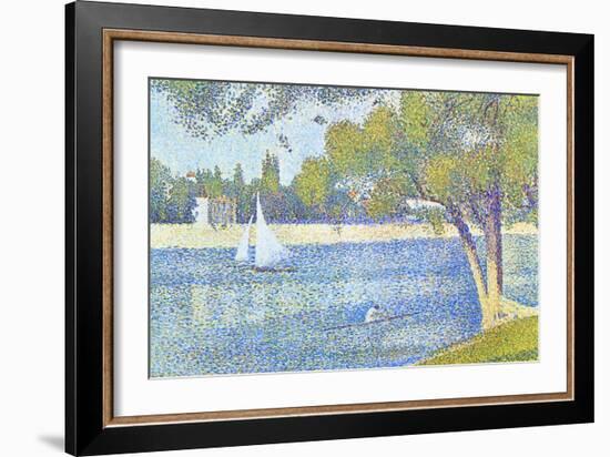 The Seine by the Island of Jatte in Spring-Georges Seurat-Framed Art Print